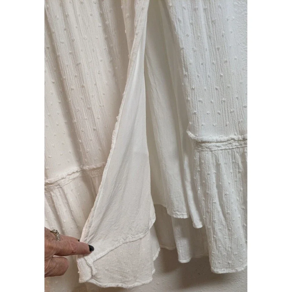 Women's PAIGE Inesa White Crinkle Ruffle Midi Dress Size Medium - Picture 7 of 16